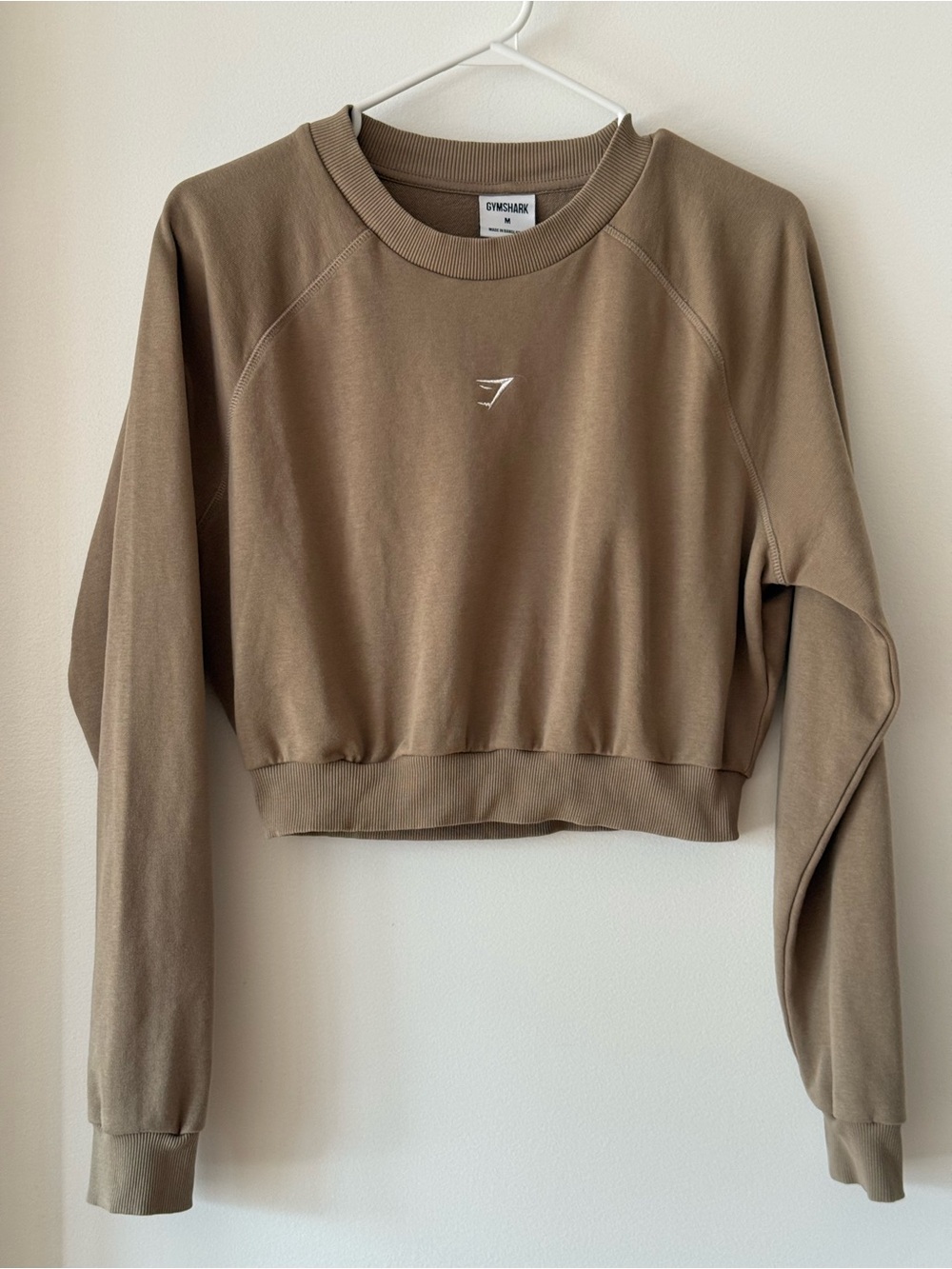 Gymshark Training Cropped Sweater – Cement Brown – Size M